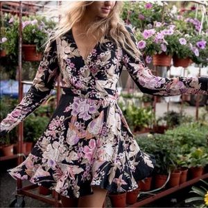 EUC Spell and gypsy blue skies wrap dress black medium